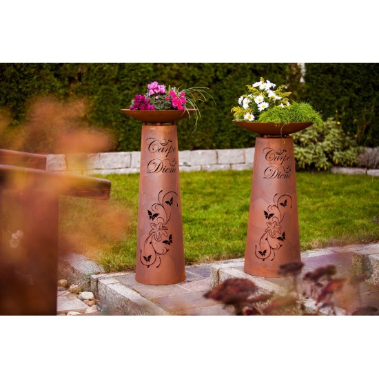 Säule kegel "Carpe Diem" Gr.2, Rost inkl. Schale