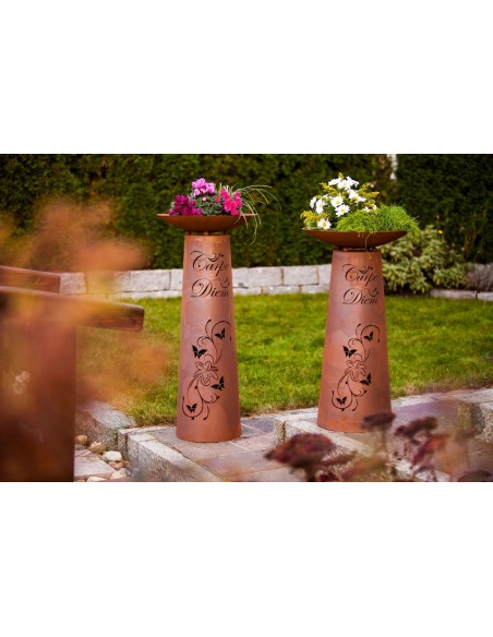 Säule kegel "Carpe Diem" Gr.2, Rost inkl. Schale