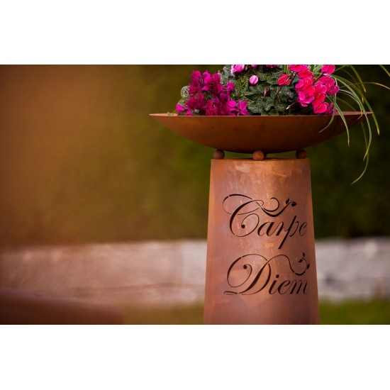 Säule kegel "Carpe Diem" Gr.2, Rost inkl. Schale