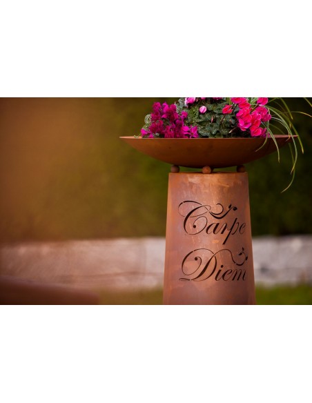 Säule kegel "Carpe Diem" Gr.2, Rost inkl. Schale