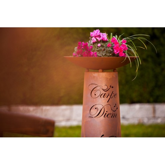 Säule kegel "Carpe Diem" Gr.2, Rost inkl. Schale