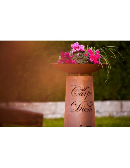 Säule kegel "Carpe Diem" Gr.2, Rost inkl. Schale