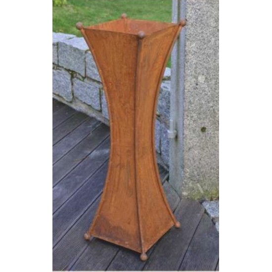 Rost Säule tailiert mit Pflanzboden und Kugeln