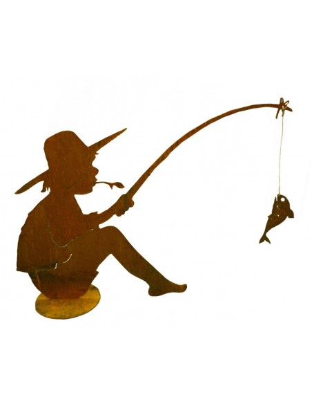 Fischender Angler Manni 90 cm lang auf Platte