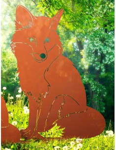 Fuchs sitzend auf Platte - Höhe 40 cm 2