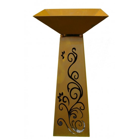Rost Säule Trapez 116,5 cm hoch Ornament inkl. Schale