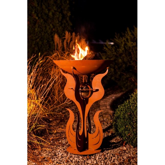 Edelrost-Flammenständer inkl. Edelstahlkugel