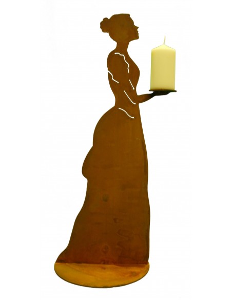 "Mademoiselle" mit Kleid auf Platte, runde Platte auf Hand