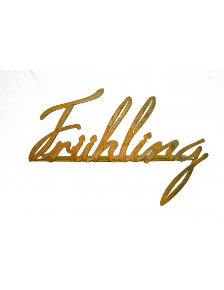 Schriftzug Frühling, vorne an Platte geschweißt