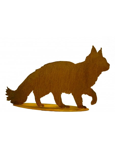 flauschige Katze gehend auf Platte