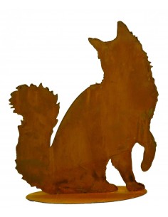 flauschige Katze sitzend, Schwanz nach oben auf Platte