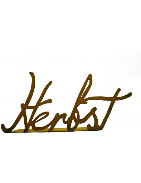 Schriftzug Herbst, vorne an Platte geschweißt