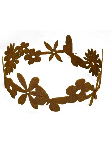 Edelrost Blumenring Ø 30 cm - Dekoring Edelrost mit Blumen und Schmetterling Edelrost Blumenring Ø 30 cm - Dekoring Edelrost mit Blumen und Schmetterling