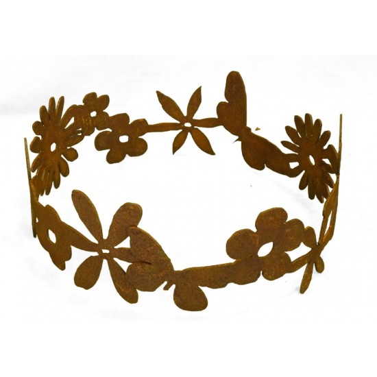 Edelrost Blumenring Ø 30 cm - Dekoring Edelrost mit Blumen und Schmetterling