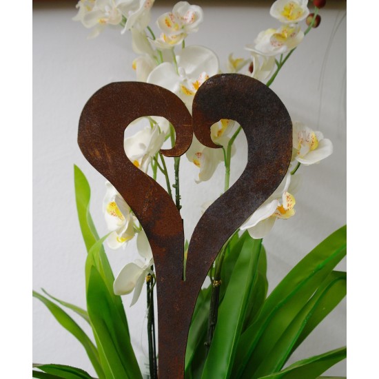 Rost Herz offen zum Stecken 50 cm