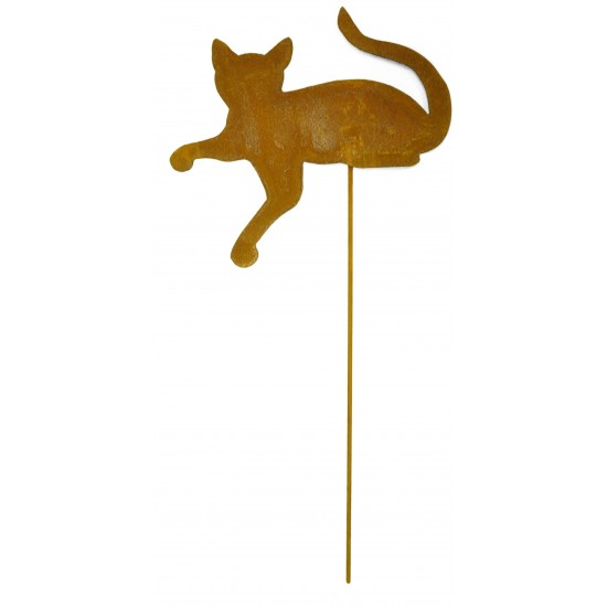 Rost Minikatze liegend Gartenstecker 25 cm lang