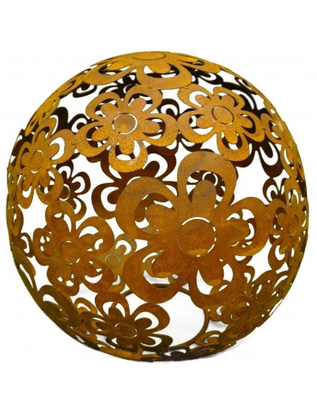 Edelrost Blumenkugel Ø 40 cm Kugel aus zusammengeschweisten rositgen Blumen