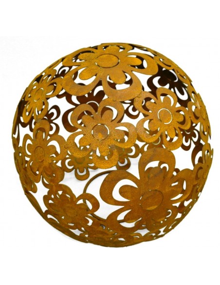 Edelrost Blumenkugel Ø 40 cm Kugel aus zusammengeschweisten rositgen Blumen