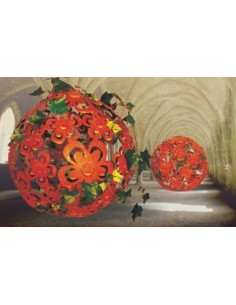Edelrost Blumenkugel Ø 40 cm Kugel aus zusammengeschweisten rositgen Blumen 2