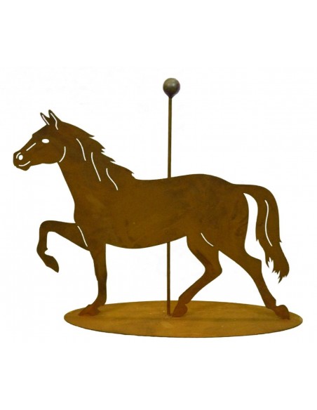 Turnierpferd mit Stange mittig auf Platte 40 cm hoch