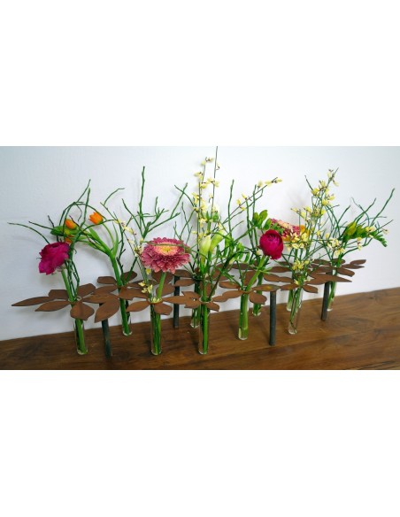 Edelrost Tischdeko "Blumen" inkl. 10 Reagenzgläsern Blumenständer kreativ Edelrost Tischdeko "Blumen" inkl. 10 Reagenzgläsern Blumenständer kreativ