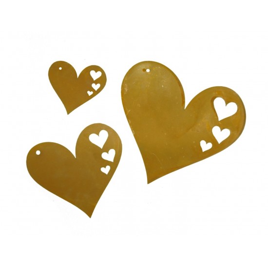 3er Set Osterschmuck Edelrost Herz mit Ausschnitten