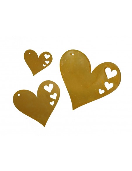 3er Set Osterschmuck Edelrost Herz mit Ausschnitten
