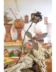 Edelrost Rose mit Stiel als Rostdeko 2