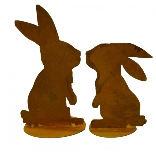 küssende rostige Hasen - Edelrost Hase 2er Set küssen sich