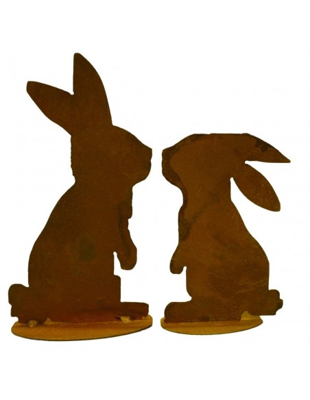 küssende rostige Hasen - Edelrost Hase 2er Set küssen sich