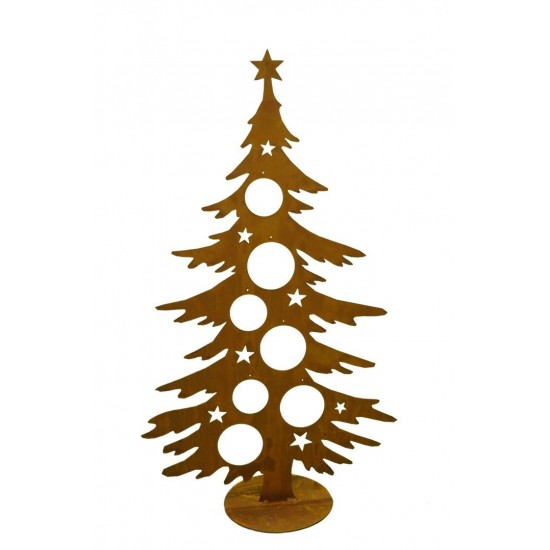 Edelrost Deko Tanne 70 cm hoch für Christbaumkugeln - Weihnachtsbaum aus rostigem Metall