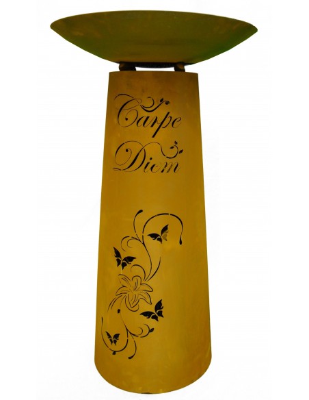 Säule kegel "Carpe Diem" Gr.2, Rost inkl. Schale