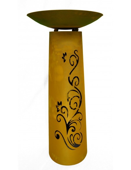 Säule Kegel "Ornament" 100cm hoch, Rost inkl. Schale
