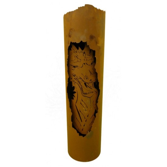 Edelrost Säule Drachenturm 123 cm hoch rund mit Pflanzboden