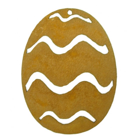 Osterschmuck Rost Ei mit Streifen groß 18 cm