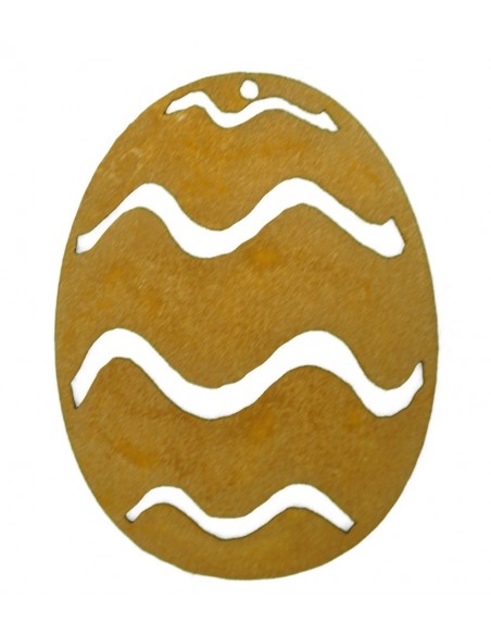 Osterschmuck Rost Ei mit Streifen groß 18 cm