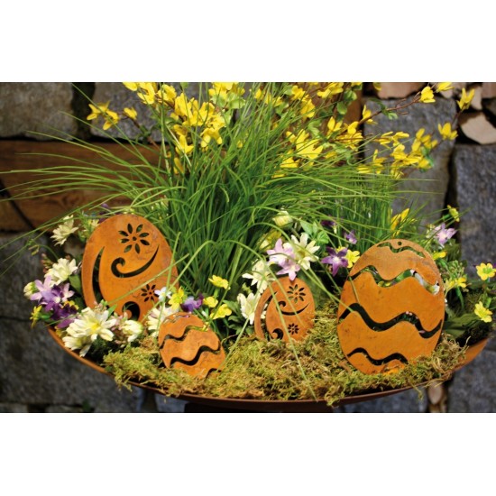 Osterschmuck Rost Ei mit Streifen groß 18 cm