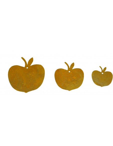 3 tlg. Apfelkette Edelrost ungefädelt - Rost Apfel Ø 10cm/8cm/6cm