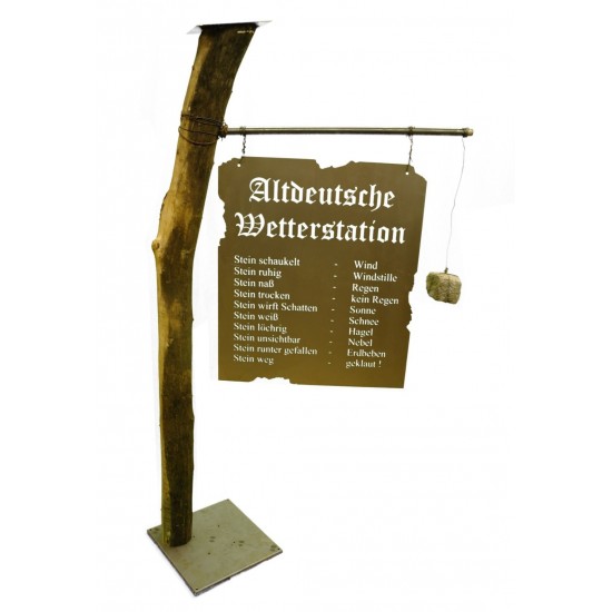 Altdeutsche Wetterstation auf Holzbalken XXL