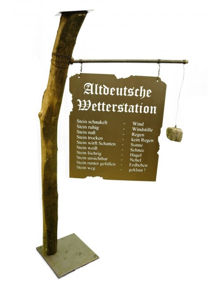 Altdeutsche Wetterstation auf Holzbalken XXL
