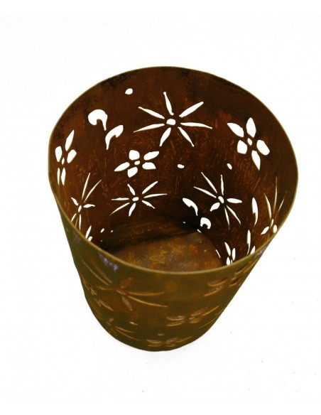 Ristiges Windlicht Blüten Metallmichl