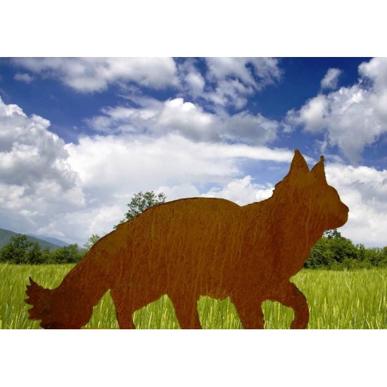 flauschige Maine Coon Katze gehend Deko Edelrost auf Platte