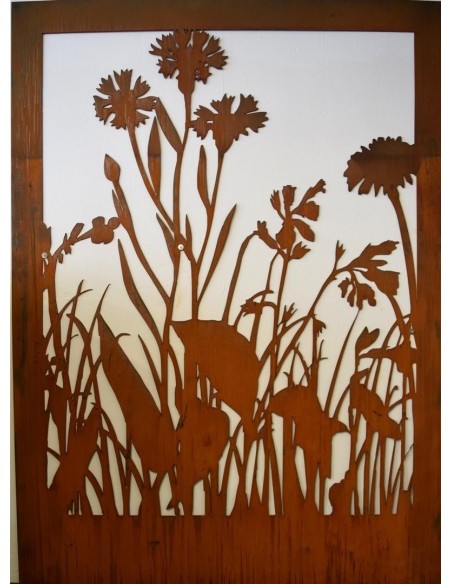 Edelrost Sichtschutz Wiesenmotiv "C" Abtrennung aus 3mm Stahl ohne Umrandung