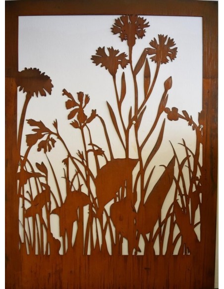 Edelrost Sichtschutz Wiesenmotiv "C" Abtrennung aus 3mm Stahl ohne Umrandung