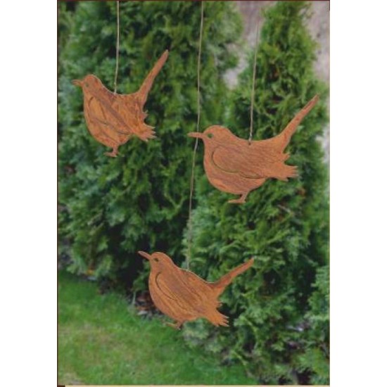 Rost Vogel / Spatz zum Hängen - Edelrost Vögelchen für den Garten Terasse oder Balkon