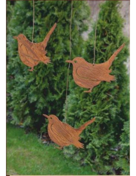 Rost Vogel / Spatz zum Hängen - Edelrost Vögelchen für den Garten Terasse oder Balkon
