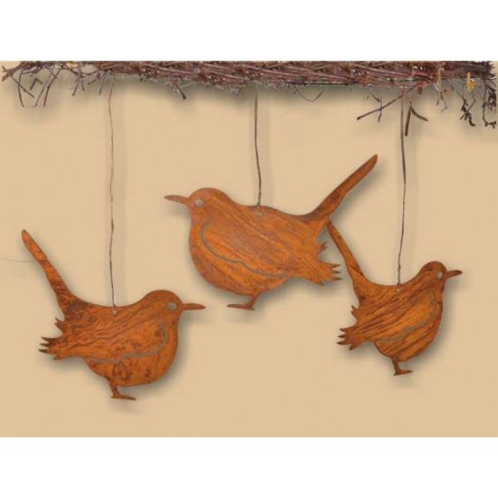 Rost Vogel / Spatz zum Hängen - Edelrost Vögelchen für den Garten Terasse oder Balkon