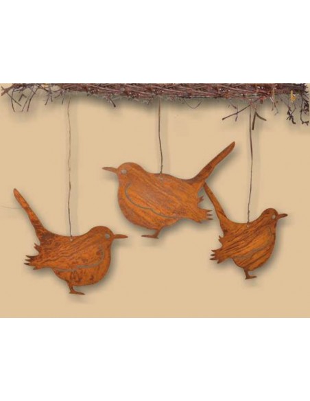 Rost Vogel / Spatz zum Hängen - Edelrost Vögelchen für den Garten Terasse oder Balkon