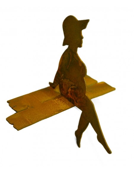 Edelrost Silhuettte Badenixe "Paula" auf Steg sitzend Edelrost Silhuettte Badenixe "Paula" auf Steg sitzend