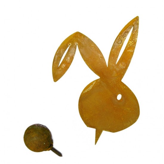 Rost Hase Konrad Hasenkopf zum Einschlagen in Holz